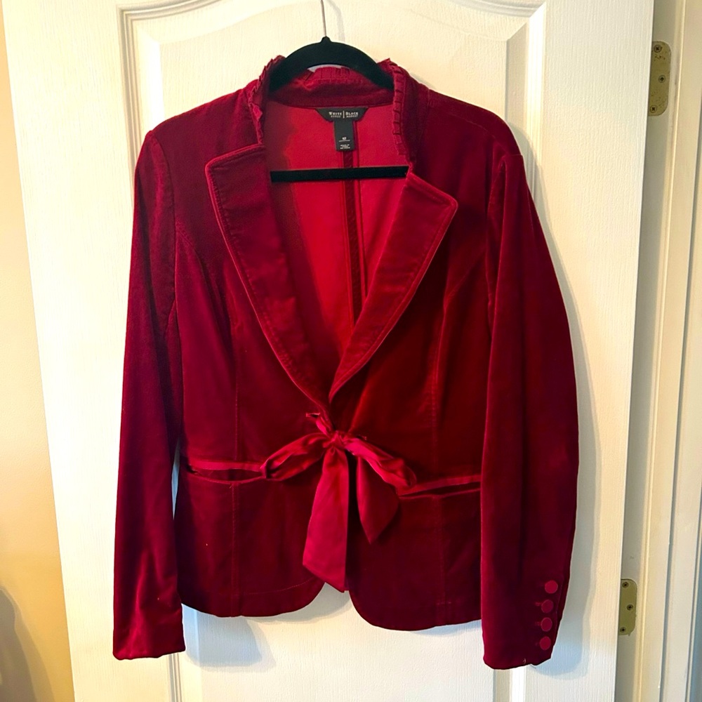 White House Black Market Burgundy Red Velvet Blazer Sz: 12
